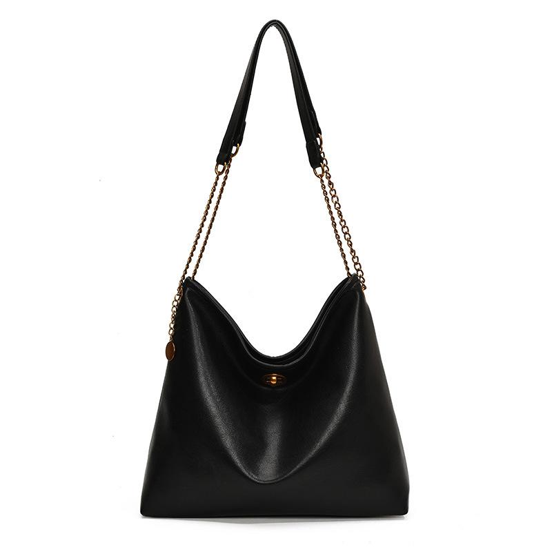 

Мягкая кожа ленивая сумка женская осень и зима новая простая подмышечная сумка через плечо большой вместимости сумка-мессенджер для поездок на работу чёрный