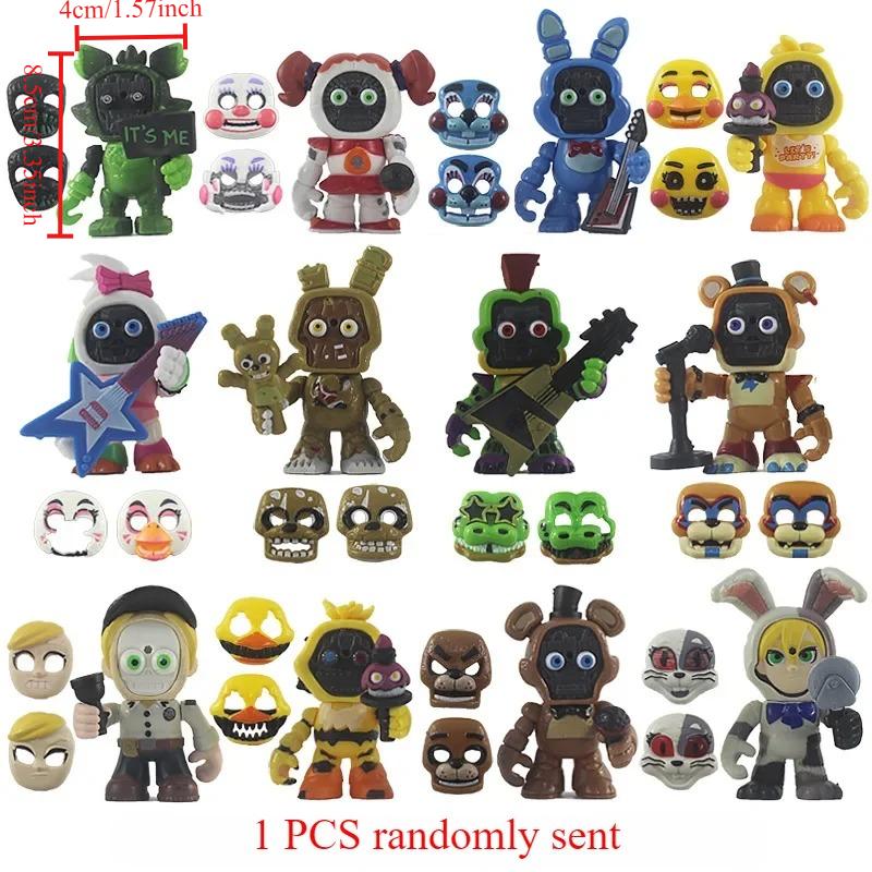 

FNAF Panic Game Midnight Plaything Bear Foxy Chica Fazbear Bonnie Change Face Covers Action Figurine Anime1 PIECES Random Selection Sent