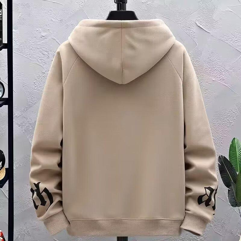 Pánská mikina s kapucí slim fit v korejském stylu na podzim a zimu, silný sametový pulovr