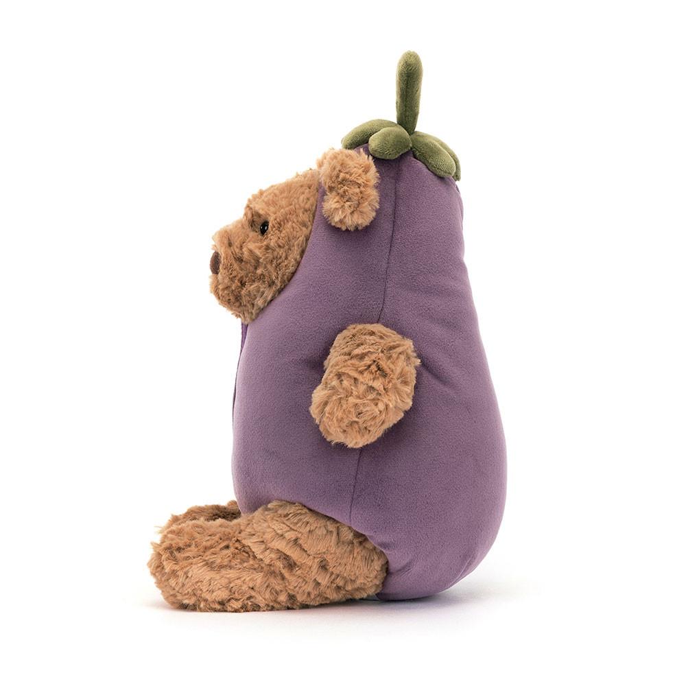 Jellycat Bartholomew Bear Aubergine Eggplant Bear Creative Purple Doll Plush Figure Sitting 25cm Height