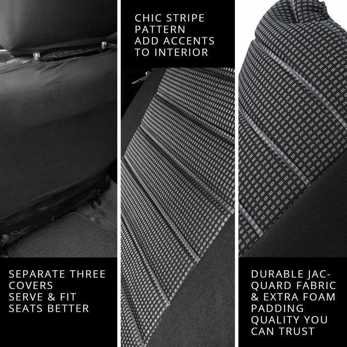 Housses de siège auto avant - AIMOONSA - Gris 2 sièges universel - Tissu jacquard - Compatible airbag - Lavable en machine