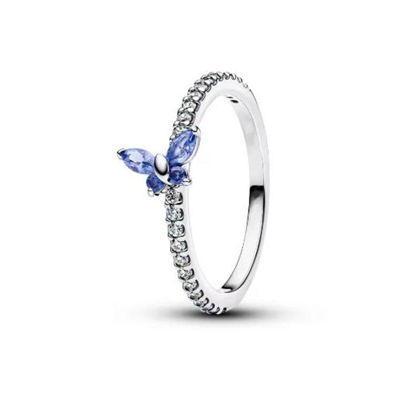 S925 Silver Pink Flower Bee and Bow Women's Ring Fashionable and Versatile Gift for Friends 2026