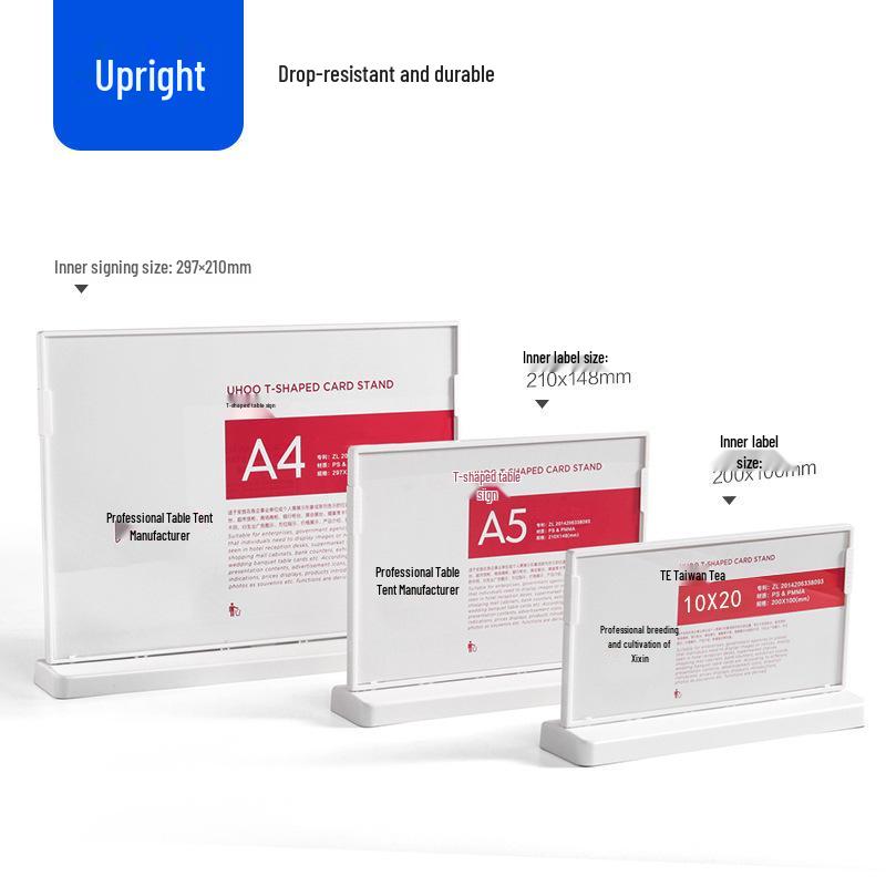 PS Anti-fall A4/A5 Table Card Holder: L-shaped Display Stand for Coffee, Milk Tea, and Beverage Menu