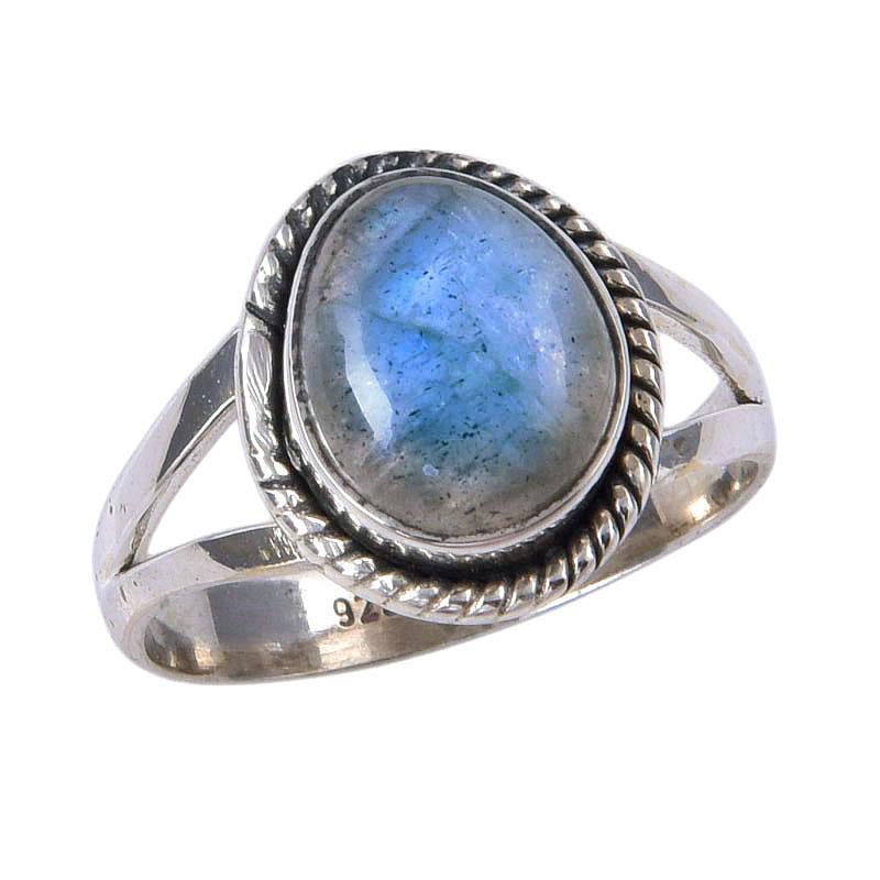 Natürlicher Labradorit Edelstein Handgefertigt 925 Sterling Silber Schmuck Ring S.7 m1F13