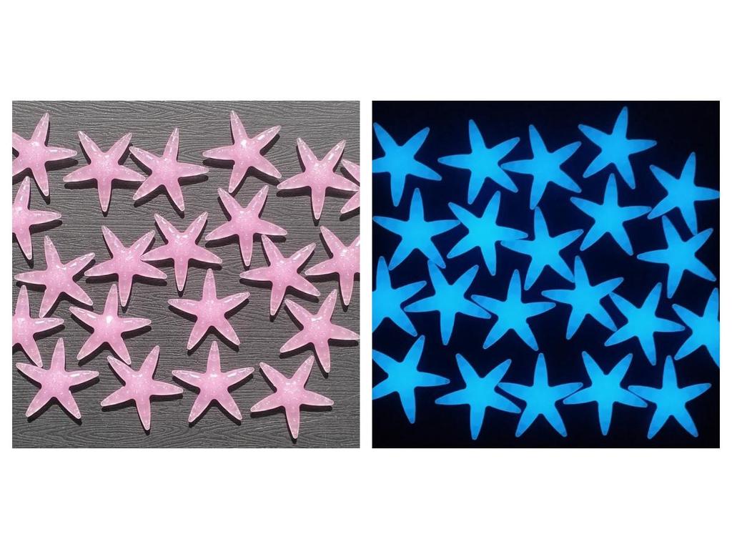 4cm Colorful Luminous Plastic Starfish for Aquarium Landscaping, 2.7g Fluorescent Marine Decor Stone