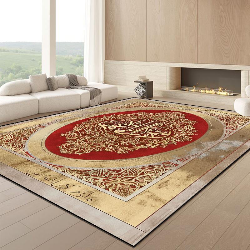 Nordic Luxurious Golden Large Living Room Carpet Home Decoration Villa Parlor Rug Custom Hotel Lobby Carpet Non-slip Floor Mats
