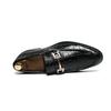 Designer Metal Buckle Loafers Men's Business Dress Fashion Casual Black Patent Leather Pointed-Toe Shoes Men's Loafers Slip-On