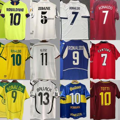 Vintage Football Jersey AC Ronaldo Zidane Maldini Lampardroba Spain Boca Carlos