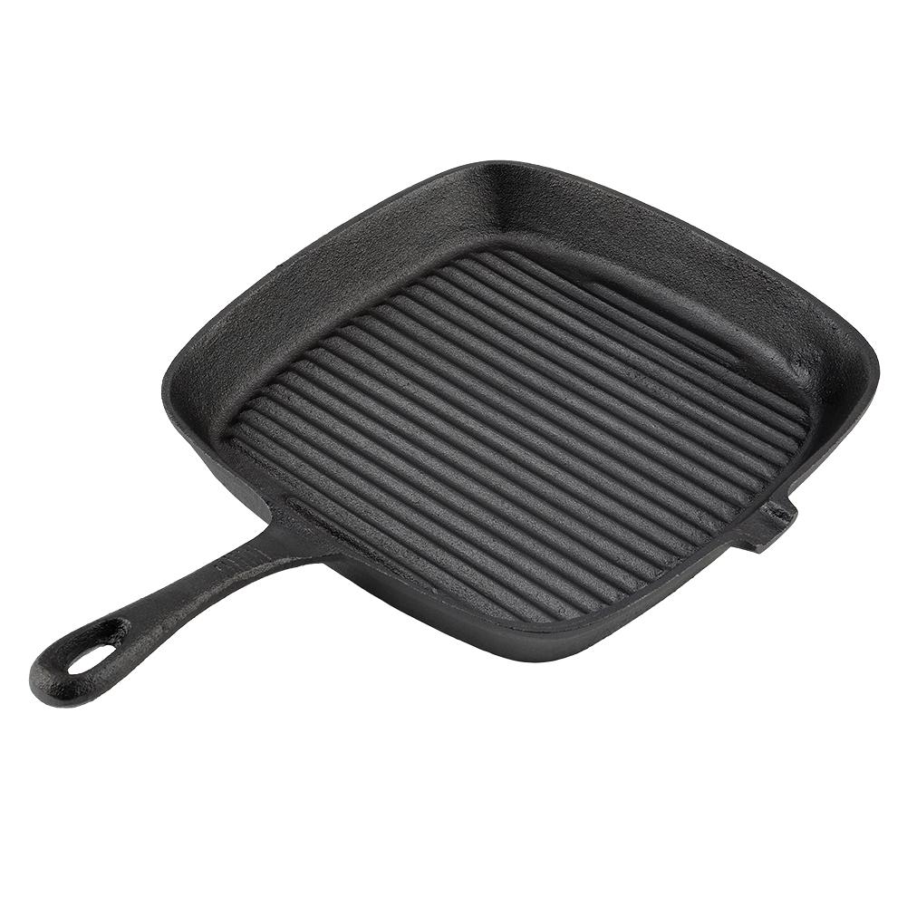 

Cast Iron Grill Pan, Nonstick Coating Grill Skillet Stk Frying Pan Even Hting Kitchen Cookware All Stovetops Compatible for Indoor Outdoor RV C