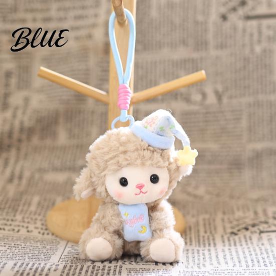 Stuffed Sheep Keychain Charm Goodnight Plush Keychain, Cute Sleepy Lamb Toy with Nightcap, Gift for Toddlers Soft Fluffy Bag Backpack And Nursery Room
