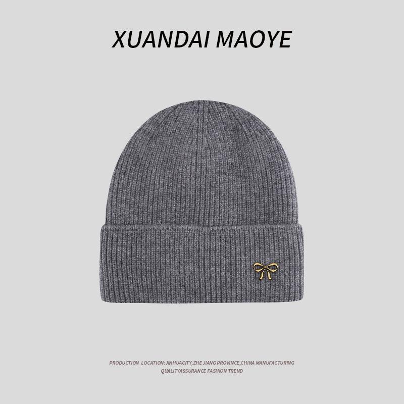 

Butterfly Wool Hat for Women In Autumn and Winter Thickened Warm Windproof Ear Protection Knitted Hat Showing Face Small Cold Hat One size