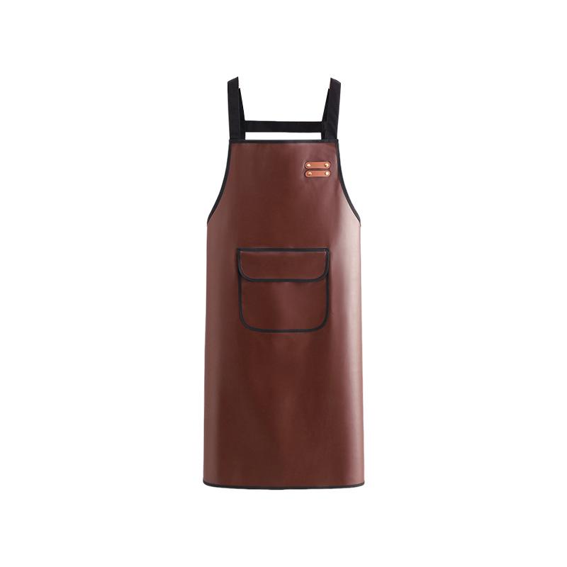 Waterproof PU Leather Apron for Kitchen & Catering - Oil-Proof, Custom Logo, Unisex Design