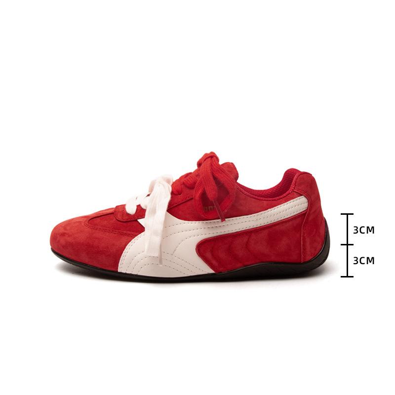 Rose Has the Same Joint Leather German Training Shoes for Women's 2025 New Retro Forrest Gump Racing Car Height-increasing Sports and Leisure Shoes