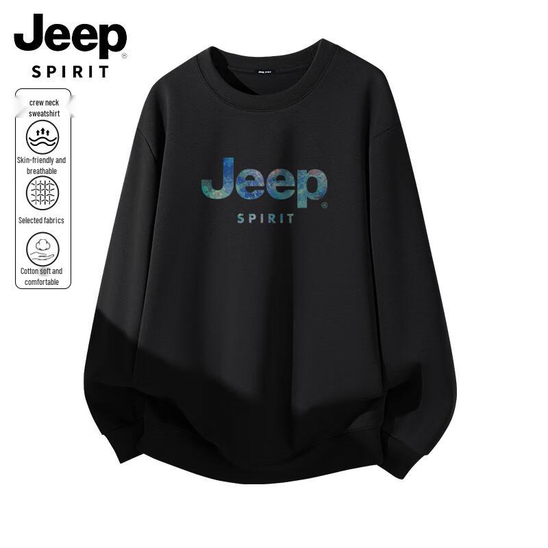 JEEP SPIRIT Men's Casual Logo Print Crewneck Sweatshirt
