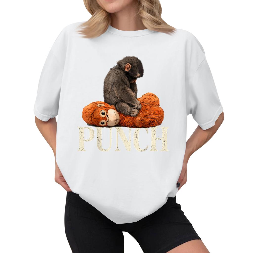 Women's Casual Printed T-Shirt Round Neck Pullover Short Sleeve Top