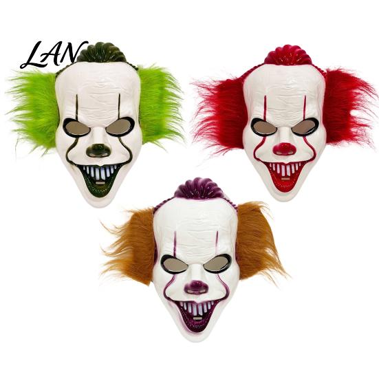 Theatrical Horror Mask Halloween Short Hair Clown Mask, Scary Joker Full Face Breathable Cosplay for Masquerade Party Costume Props
