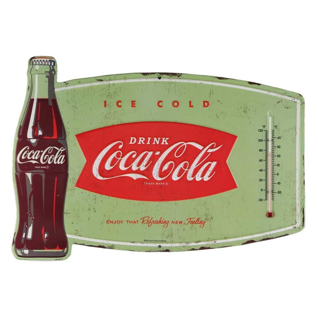 Metal Sign with Thermometer Thermometer Tin Sign American Goods Die-cut "Coca-Cola" / / / /