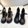 Fashion women's High Top Ankle Boots Fashion Retro Leather Platform boots Women Round Toe Lace Up Designer Knight Short Boots Botas Muje