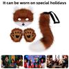 Furry Therian Kostýmová sada pro dívky ženy ocas z umělé kožešiny plyšová maska nadýchané tlapkové rukavice sada liška kočka vlk zvíře cosplay doplňky