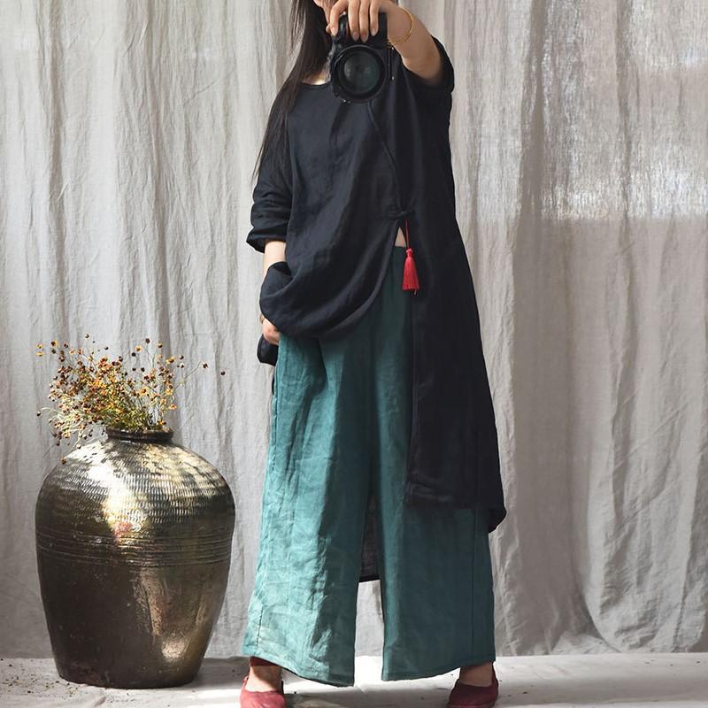 Johnature Women Pullover T-Shirts Solid Color O-Neck Summer Vintage Tees Loose Women Short Sleeve Long T-Shirts