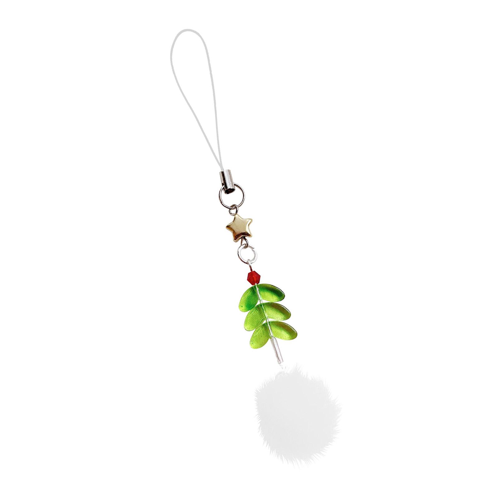 

Acrylic and Plush Keychain in Christmas Tree Shape Unique Bead Phone Strap Perfect for Seasonal and Christmas Home Decors 1 белый