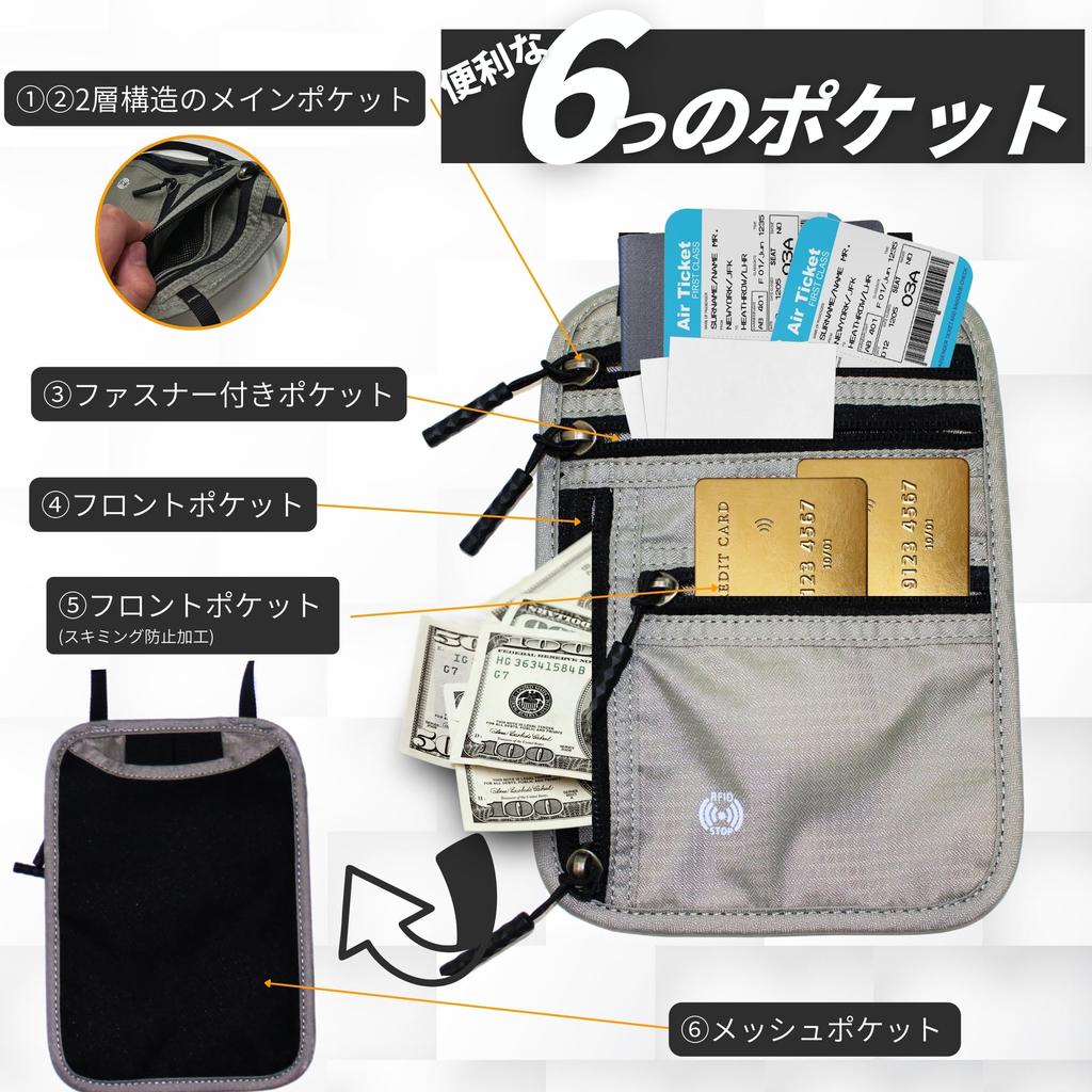 Passport Shoulder Skimming Security Passport 6 Overseas Travel [celadel] Case, Strap, Prevention, Pouch, Cover, Thin, Lightweight, Compact, Pockets,