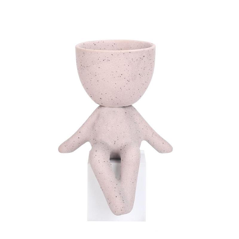 Creative Black Figure Flower Pot Plant Cactus Potted Abstract Ceramic Figure Flower Pot Figurine Coffee Table Living Room Decor