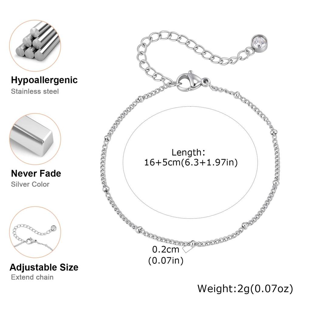 Minimalist Beads Chain Bracelet for Women Thin Stainless Steel O-Chain Bracelets Fashion Wrist Jewelry Gift