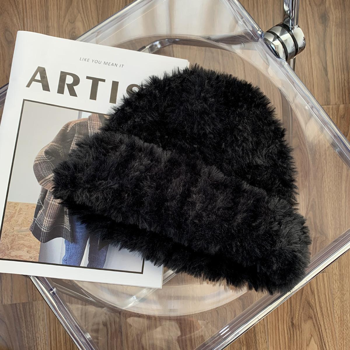 

Женские плюшевые вязаные шапки-бини, зимние утепленные защитные шапки для ушей, женские повседневные однотонные шапки-чепчики, береты, резинки M(56-58CM)