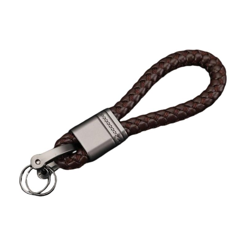 Strong Woven Cord Keychain Leather & Aluminum Auto Accessory Secure Clasp Keychain Car Key Organizers Suitable for Car