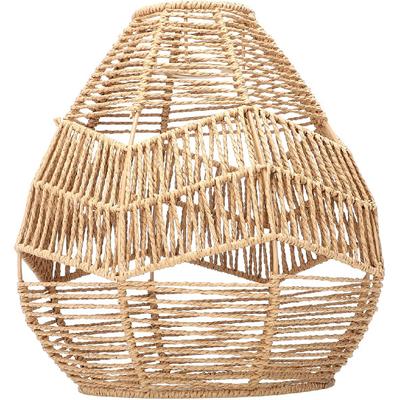Happyyami 1Pc Woven Rattan Pendant Lamp Chandelier Cover Hemp Rope Lampshade Wicker Pendant Light Shade for Livingroom (Round)