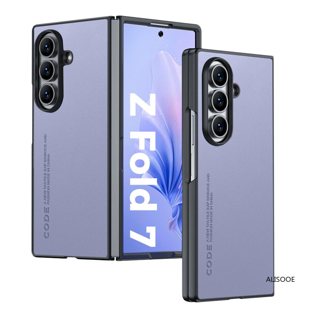 Z Fold 7 6 5 4 Leather Cover for Samsung Galaxy Z Fold 7 6 5 4 3 Case Luxury PU-Leather Protection Funda Capa for Samsung Z Fold 7 светло-фиолетовый