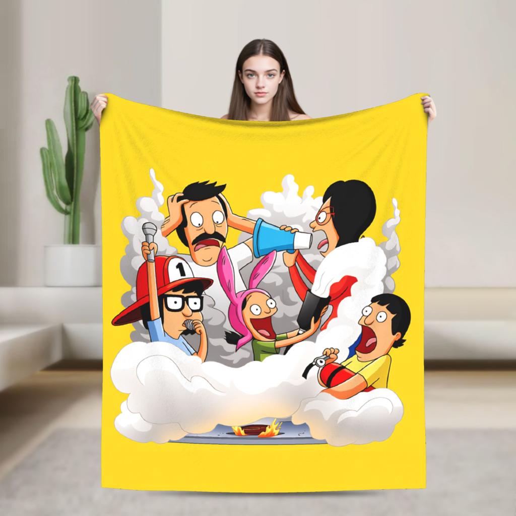 Super Warm Blankets Camping Anime Bobs Funny B-Burgers Throw Blanket Movie Flannel Bedspread For Home Decor Trend Sofa Bed Cover