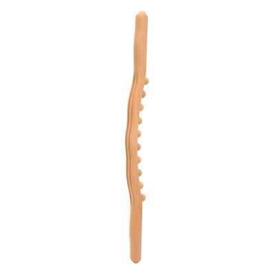 Palo raspador de madera con mango ondulado, rodillo de masaje, palo pulido a mano, palo de masaje Gua Sha