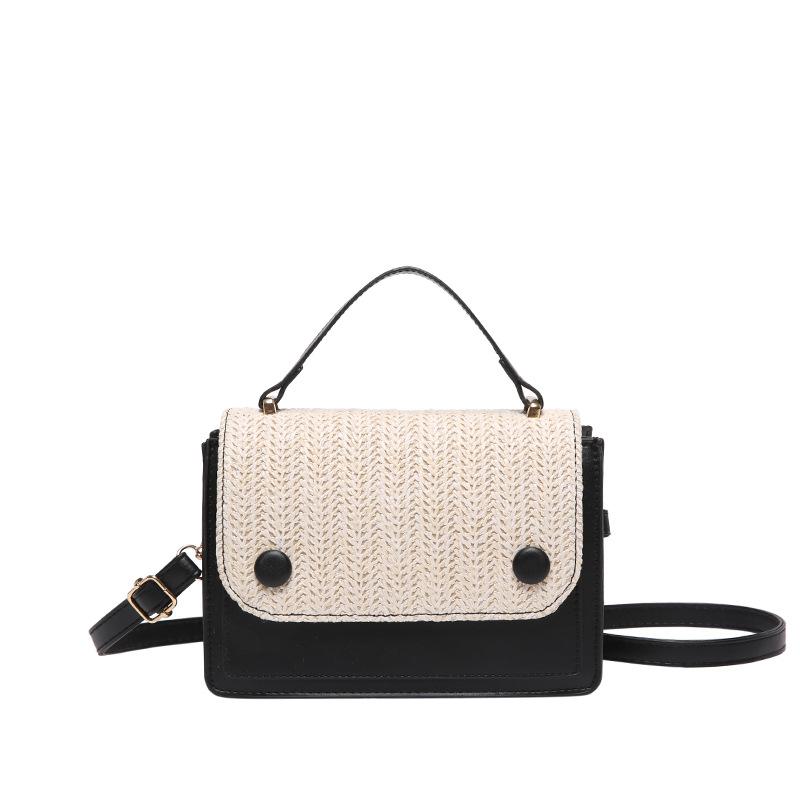 Contrasting Color Woven Fashionable Casual Handbag Bag for Women New Spring Simple and Fashionable Straw Woven One-shoulder Crossbody Bag