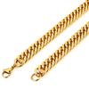 Men's 18K Gold Plated Titanium Steel Thick Cuban Link Chain Necklace Bracelet - Hip Hop Style.