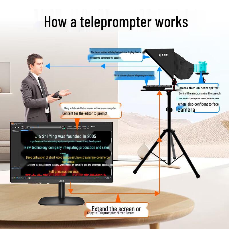 JiaShiYing Professional Teleprompter for Studio & Live Streaming
