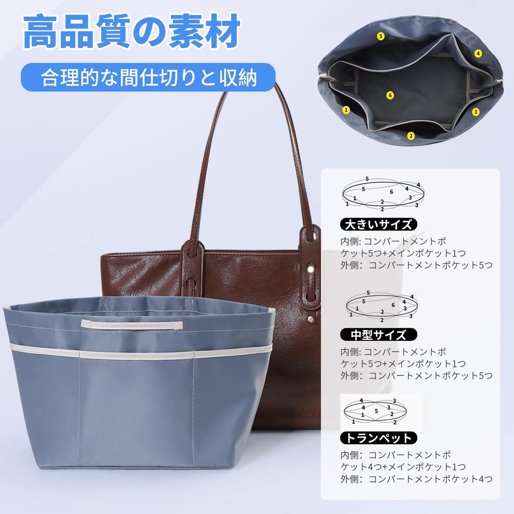 happykau Large Capacity Bag-in-Bag Inner Bag, Durable and Lightweight, Storage and Organization Bag, Tote Bag, Perfect for School, Work, Commuting,