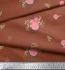 Soimoi Japan Crepe Satin Fabric Leaves,Aster & Camellia Flower Printed Craft Fabric by the Metre 42 Inch