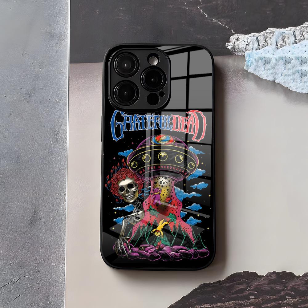 Hot Rock Band G-Grateful D-Dead Phone Case For IPhone 17 Air 16 E Pro Max 15 14 13 Mini 12 Pro 11 Max Plus Black Glass Cover