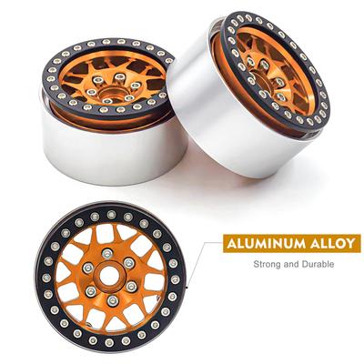 Jante de roue en alliage d'aluminium, moyeu de jantes à billes, 4 pièces de remplacement de 1.9 pouces pour 1/10 TRX4 Axial SCX10