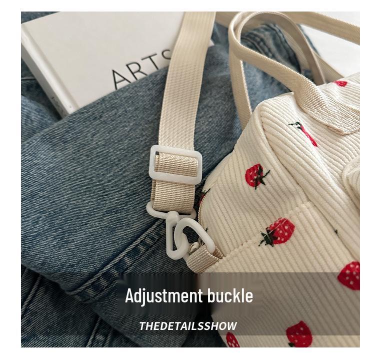 2025 Autumn Women's Retro Corduroy Strawberry Crossbody Bag