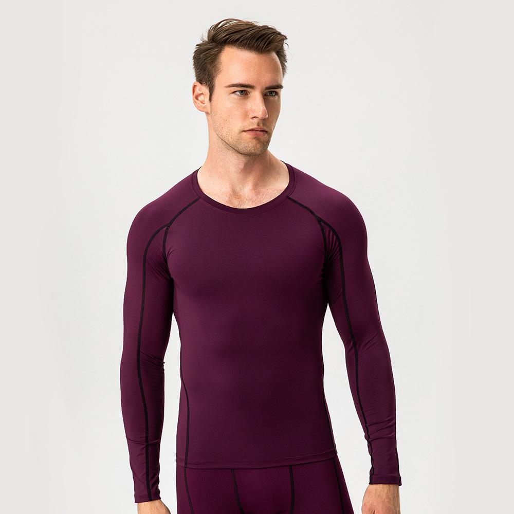 Shirt Men'S Fashionable Slim Fit Solid Color Long Sleeved Business Cotton And Linen Men'S Casual Sports Fitness Base Clothes Top