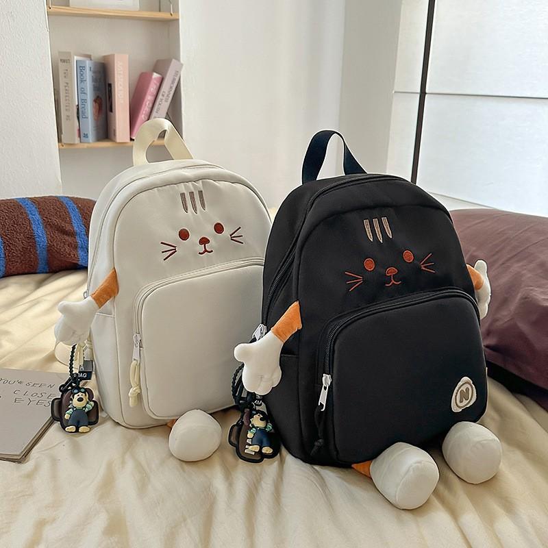 Cute Cartoon Kitten Backpack Girl's Heart Preppy Style Sweet Schoolbag Large Capacity All-matching Student Travel