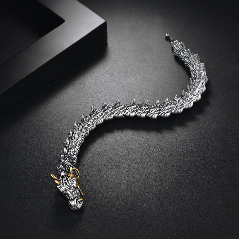 Punk Men's Accessories Fashion Hip Hop Titanium Steel Men's Bracelet Stainless Steel Vintage Dragon Bracelet
