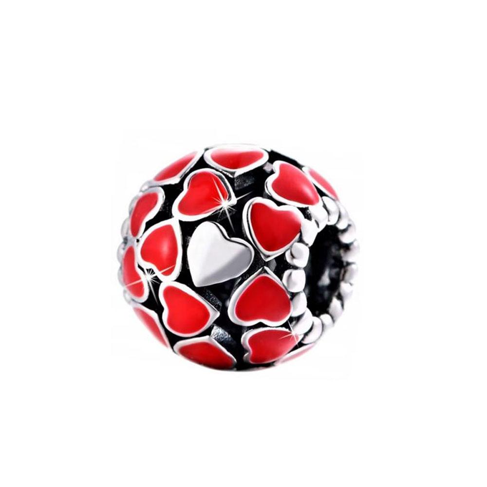 New Copper Red Charms Medical Staff Heart Bead Fit Original Charm Bracelet For Women Diy Fashion Jewelry Making Cherry