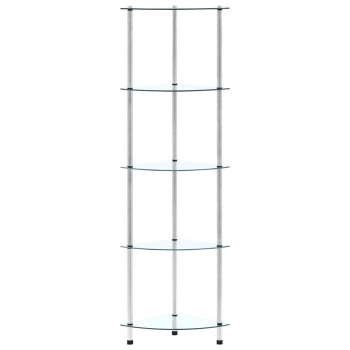 VidaXL Étagère 5 niveaux Transparent 30x30x130 cm Verre trempé 249516