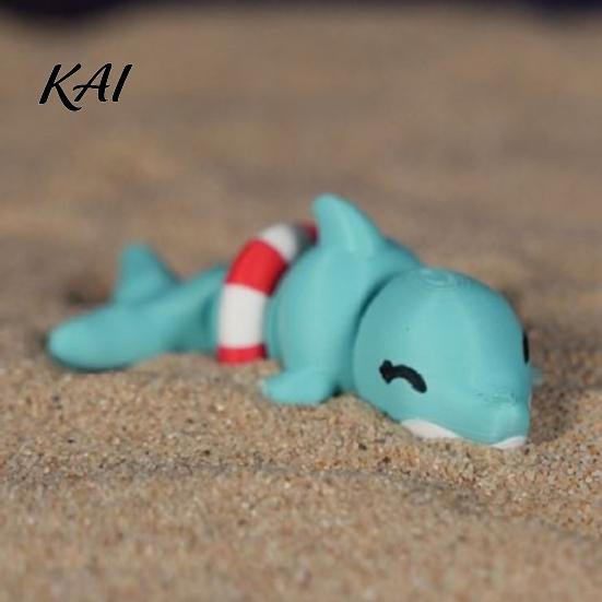 Decorative Dolphin Figurine 3D Printed Articulated Figurine, Swim Ring Fidget Toy, PLA Toy Flexible Joints Decor for Backpack Handbag Purse Charm