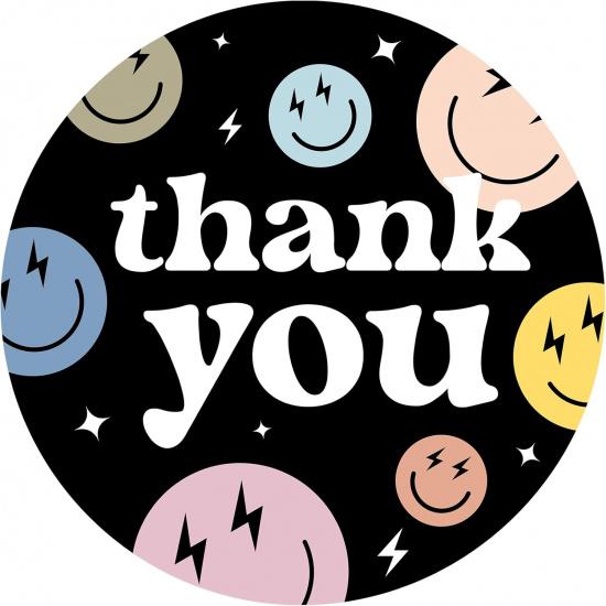 Thank You Stickers 480Pcs 1.5 Inch Thank You Stickers Small Business, Personalized Smiley Face Sticker Round Self-Adhesive Small Business Sticker for чёрный
