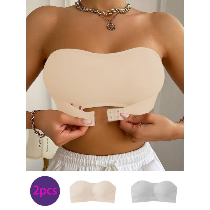 Hot Style Front Button Strapless Tube Top for Women Non-slip, Anti-exposure Strapless Back